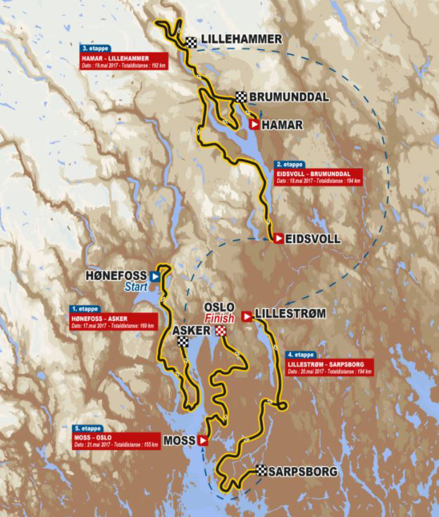 2017 Tour of Norway map